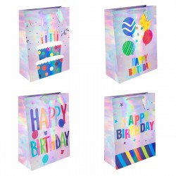 Torba prezent urodziny kolorowa opalizująca 26x32 - 1