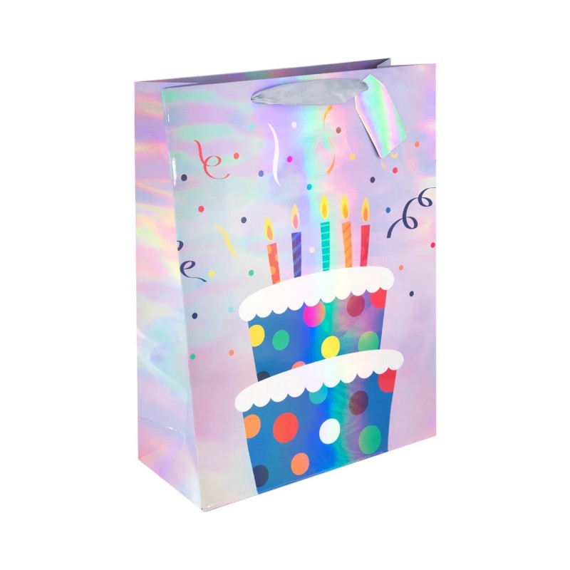 Torba prezent urodziny kolorowa opalizująca 26x32 - 2