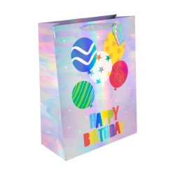 Torba prezent urodziny kolorowa opalizująca 26x32 - 3