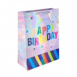 Torba prezent urodziny kolorowa opalizująca 26x32 - 5