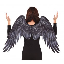 Skrzydła anioła czarne 65 cm przebranie ciemne - 1