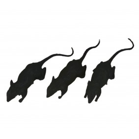 Szczury sztuczne czarna dekoracja halloween 3szt - 1