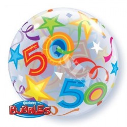 Balon gumowy kolorowy z nadrukiem 50 urodziny