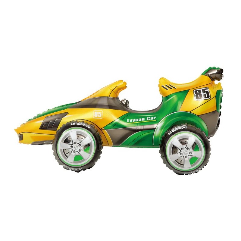 Balon foliowy samochód wyścigowy żółto-zielony - 1