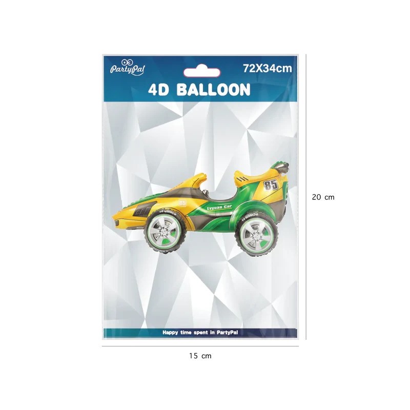 Balon foliowy samochód wyścigowy żółto-zielony - 2