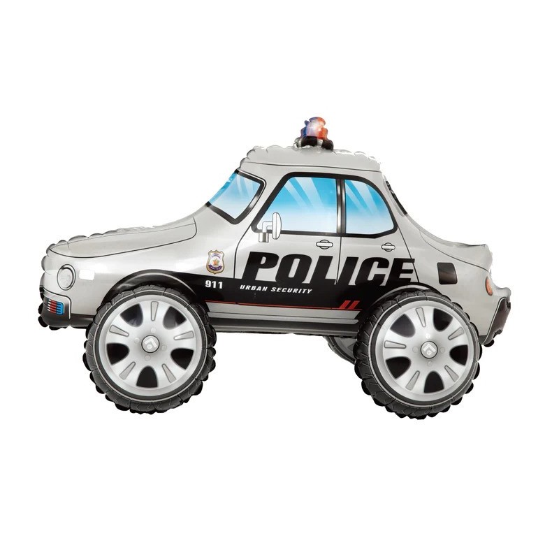 Balon foliowy samochód policyjny srebrny auto - 1