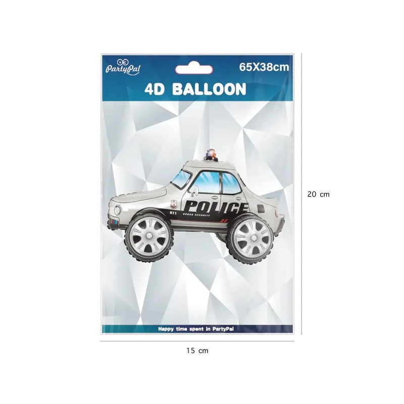 Balon foliowy samochód policyjny srebrny auto - 2