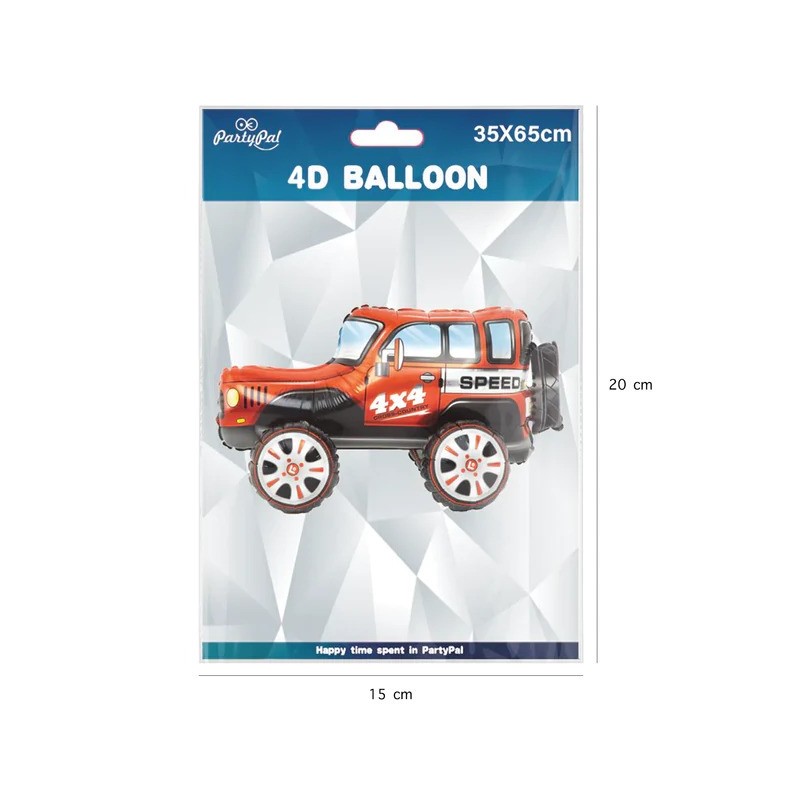 Balon foliowy Samochód terenowy czerwony 65x35cm - 1