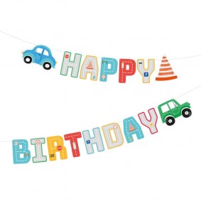 Baner urodzinowy Happy Birthday auta samochody - 1