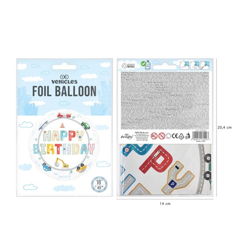 Balon foliowy Happy Birthday auta urodzinowy - 2