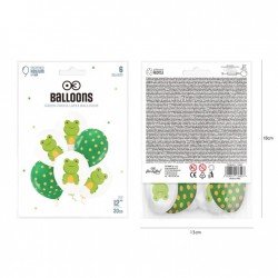 Balony lateksowe biało-zielone żabka ropucha 6szt - 2