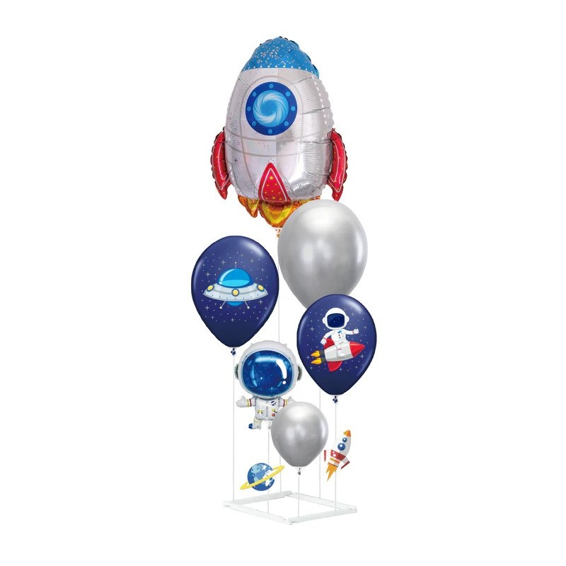 Balony Kosmos Rakieta zestaw ze stojakiem DIY 6szt - 1