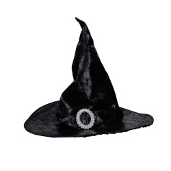 Kapelusz czarownicy czarny z klamrą halloween