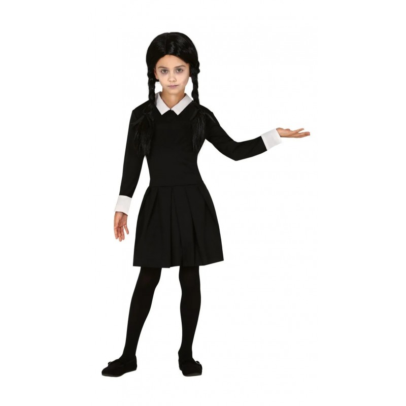 Strój dla dzieci Wednesday Addams czarna sukienka - 1