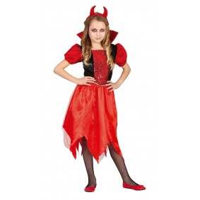 Strój dla dzieci Diabełek czerwona sukienka opaska - 1
