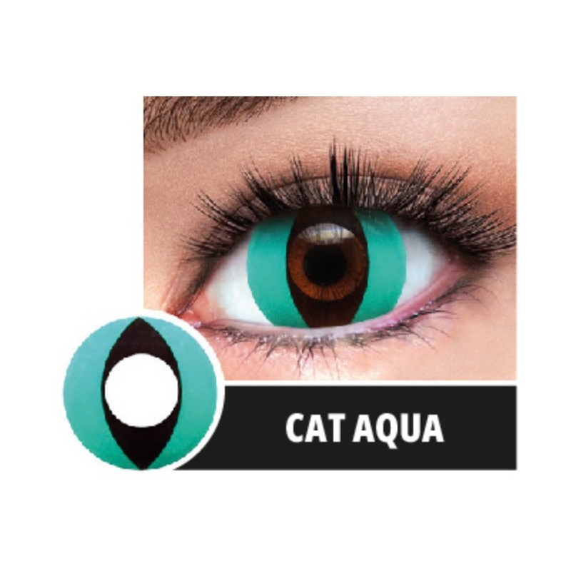 Soczewki jednodniowe kolorowe kontaktowe Cat Aqua - 1