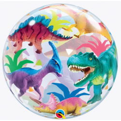 Balon foliowy 56 cm Kolorowe Dinozaury bubble