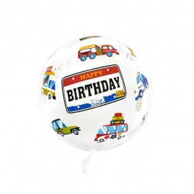 Balon urodzinowy dla chłopca okrągły Auta 45cm - 1