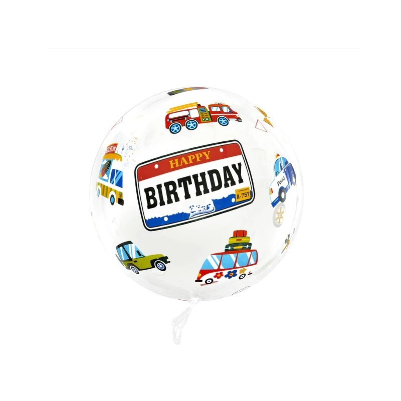 Balon urodzinowy dla chłopca okrągły Auta 45cm - 1
