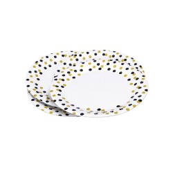 Talerz papierowy okrągły Eco confetti (gold-black) 23cm 8szt