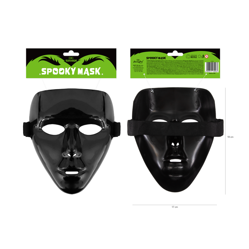 Czarna Maska na całą twarz na halloween z gumką - 2