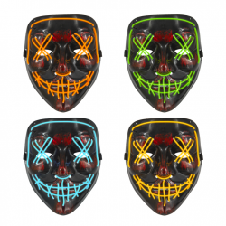 Maska podświetlana na Halloween LED 4 kolory 20 cm - 1