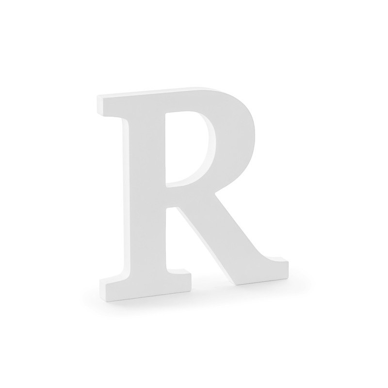 Litera drewniana R biała stojąca dekoracja ozdobna - 1