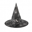 Czarny kapelusz czarownicy  srebrne pajęczyny - 1