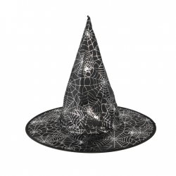 Czarny kapelusz czarownicy  srebrne pajęczyny