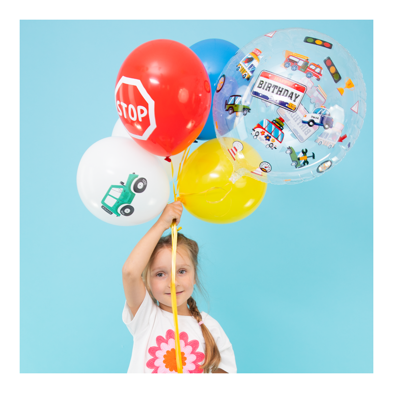 Balon urodzinowy dla chłopca okrągły Auta 45cm - 2