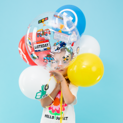 Balon urodzinowy dla chłopca okrągły Auta 45cm - 3