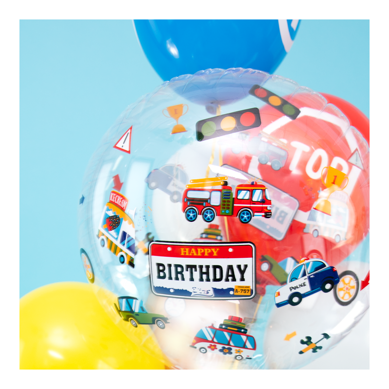 Balon urodzinowy dla chłopca okrągły Auta 45cm - 5