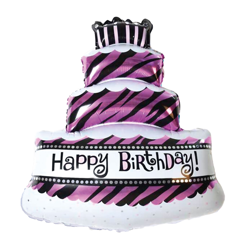 Balon foliowy na hel Tort różowy Happy Birthday - 1