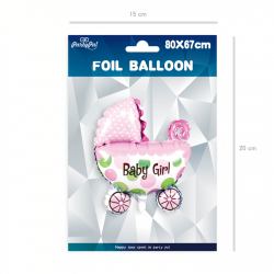 Balon foliowy na hel różowy Wózek dla dziewczynki - 2
