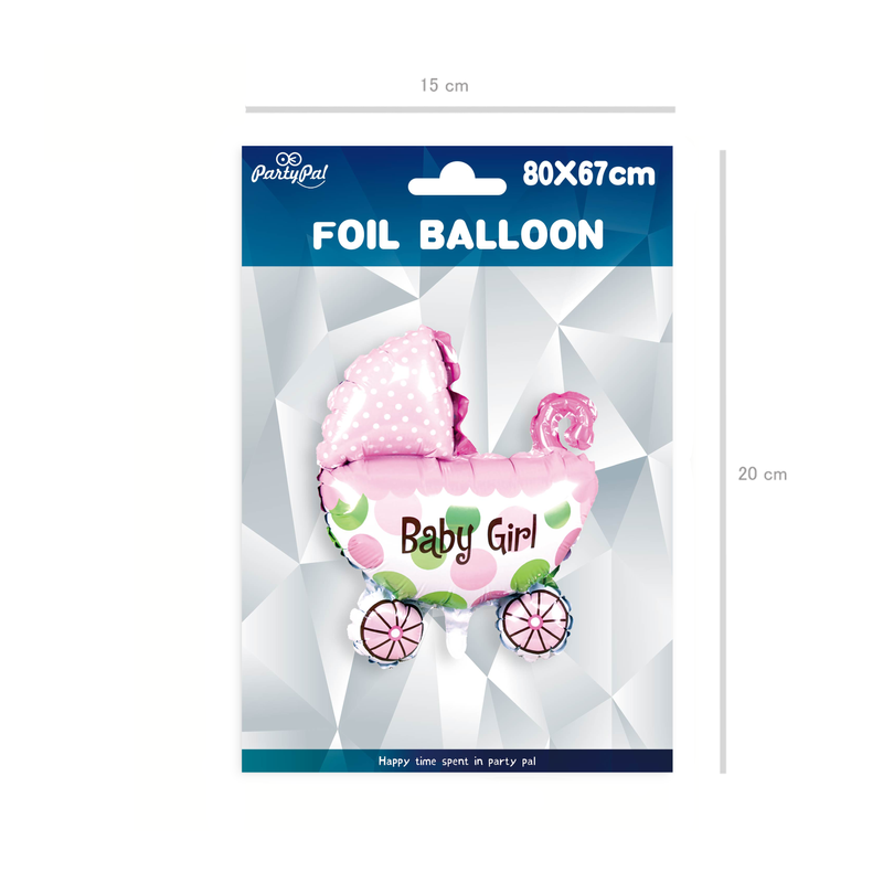 Balon foliowy na hel różowy Wózek dla dziewczynki - 2