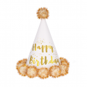 Czapeczka urodzinowa z pomponami Happy Birthday - 1