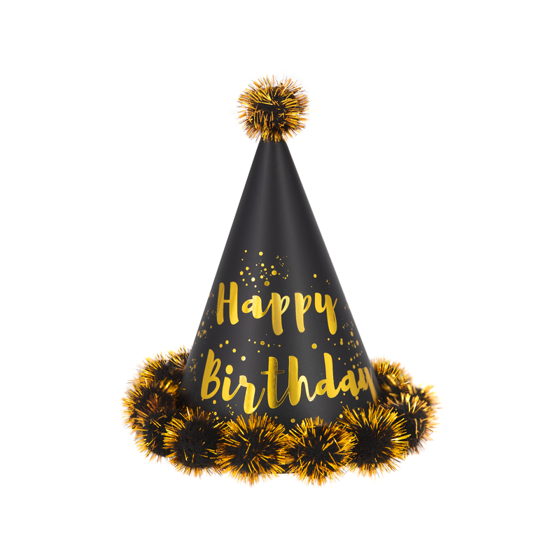 Czapeczka urodzinowa z pomponami Happy Birthday - 1