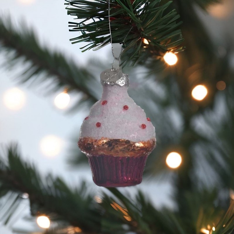 Bombka szklana słodka babeczka różowa muffin x1 - 5