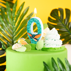 Świeczka na tort urodzinowy Dinozaury cyfra 0 - 2