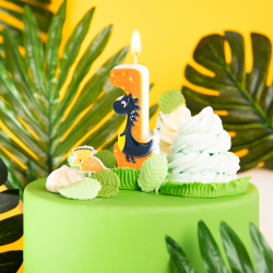 Świeczka na tort urodzinowy Dinozaury cyfra 1 - 1
