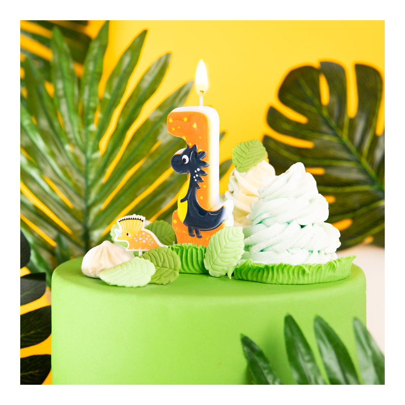 Świeczka na tort urodzinowy Dinozaury cyfra 1 - 1