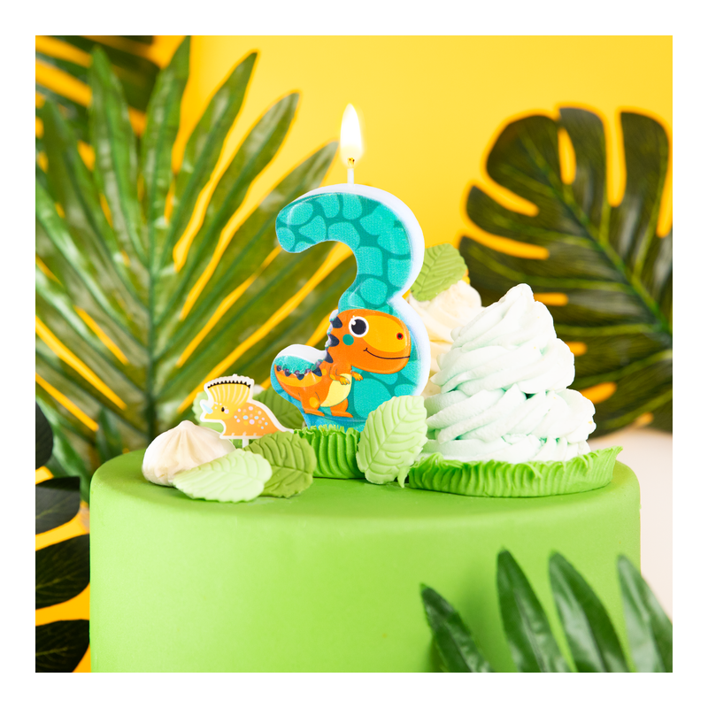 Świeczka na tort urodzinowy Dinozaury cyfra 3 - 2