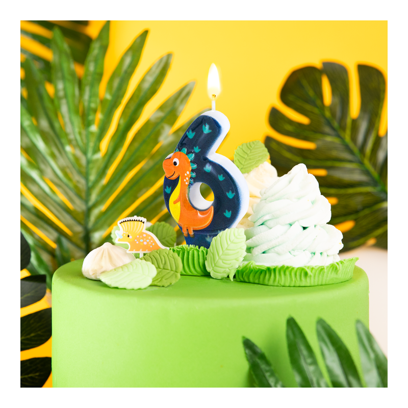 Świeczka na tort urodzinowy Dinozaury cyfra 6 - 2