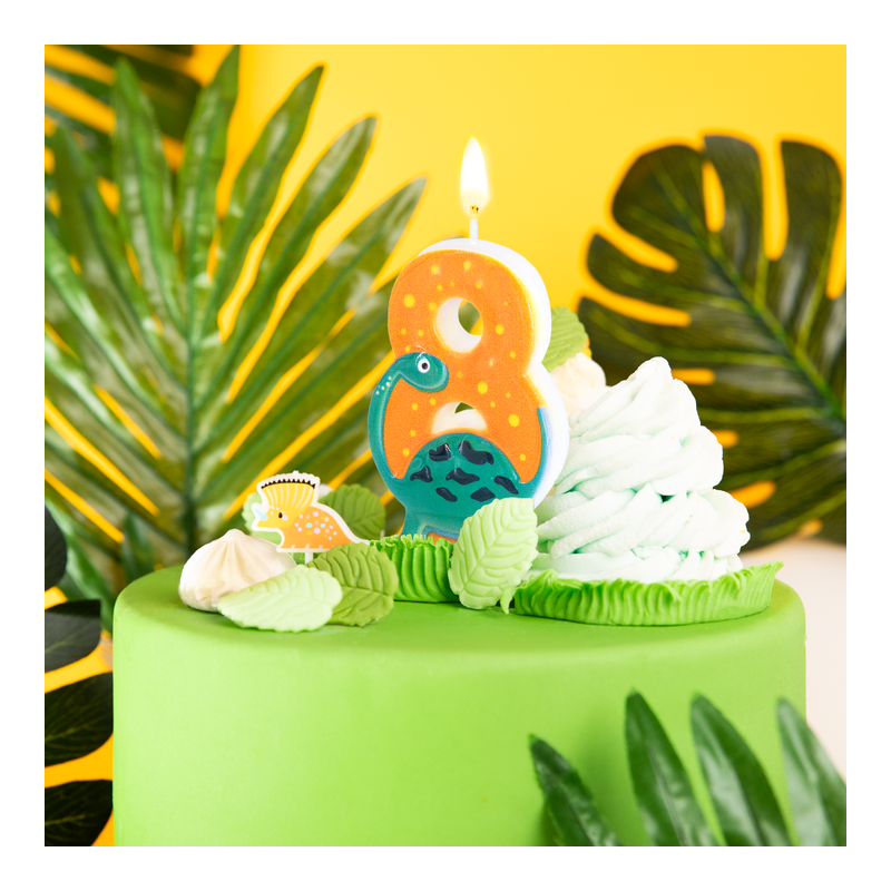 Świeczka na tort urodzinowy Dinozaury cyfra 8 - 2