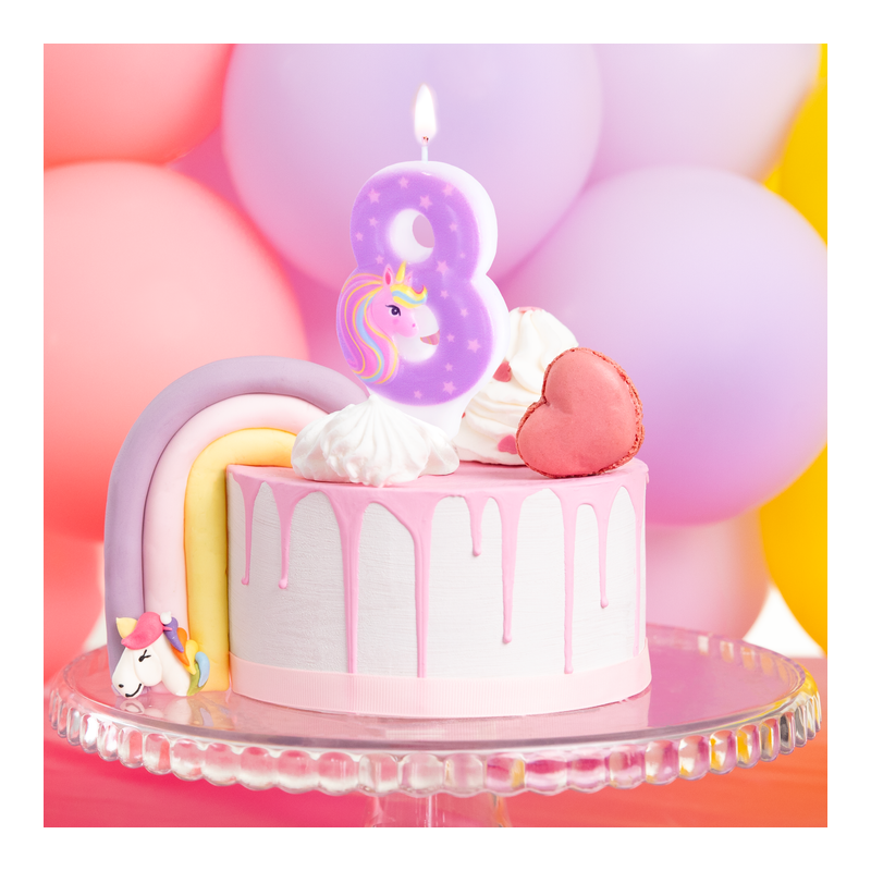 Świeczka na tort urodzinowy Jednorożec cyfra 8 - 2