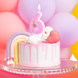 Świeczka na tort urodzinowy Jednorożec cyfra 6 - 2