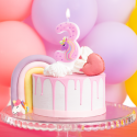 Świeczka na tort urodzinowy Jednorożec cyfra 3 - 2