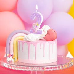 Świeczka na tort urodzinowy Jednorożec cyfra 2 - 2