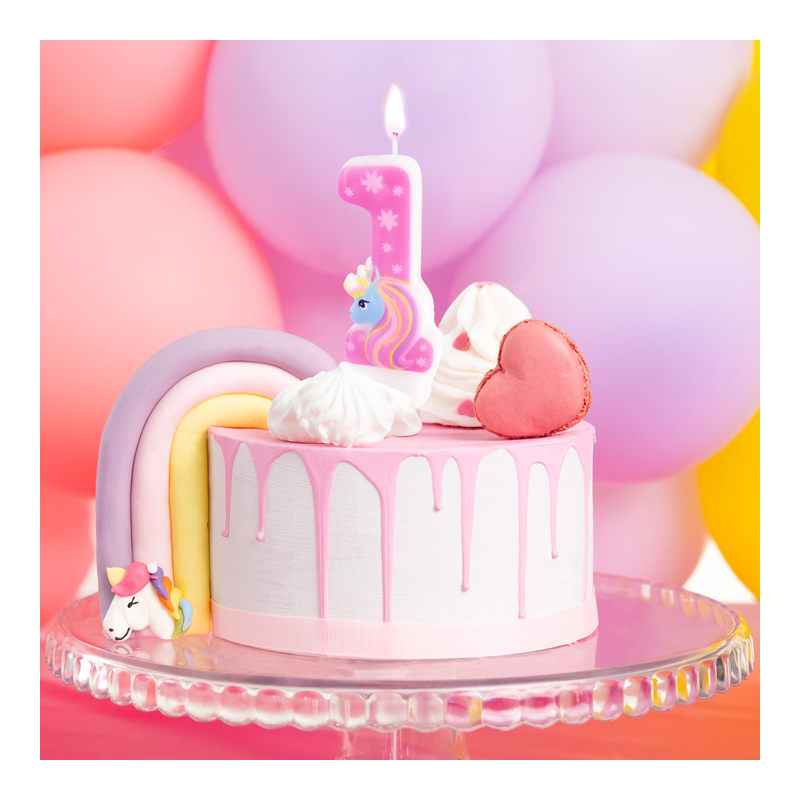 Świeczka na tort urodzinowy Jednorożec cyfra 1 - 2