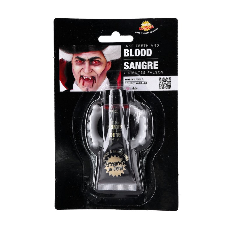 Sztuczna krew zęby wampira zestaw Halloween wampir